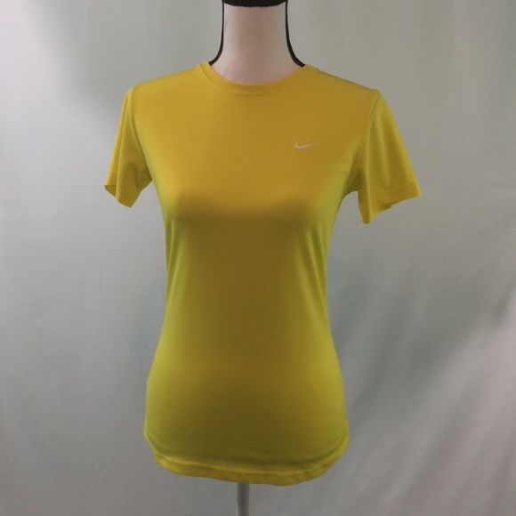 Nike Dri-Fit Tee Size Small Vibrant Neon Yellow - Picture 2 of 7